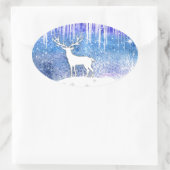 Happy Holidays Deer Scene Ovaler Aufkleber (Tasche)