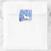 Happy Holidays Deer Scene Quadratischer Aufkleber (Tasche)