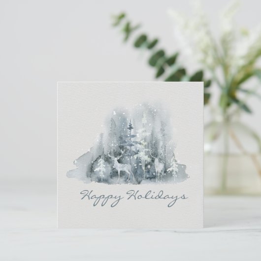 Happy Holidays Deer Winter Scene Script Holiday (Stehend Vorderseite)