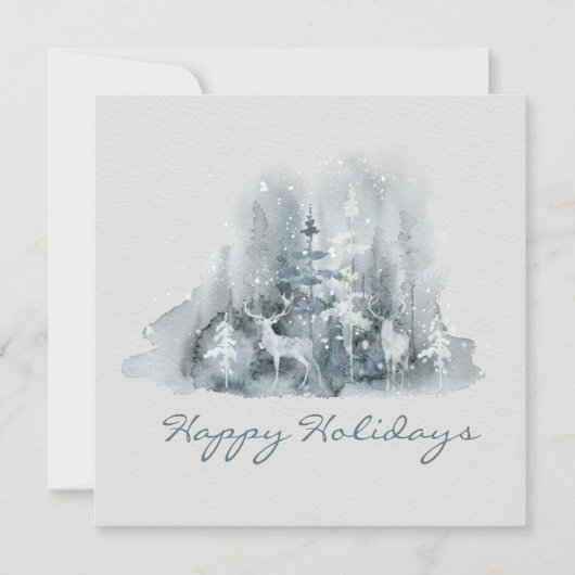 Happy Holidays Deer Winter Scene Script Holiday (Vorderseite)