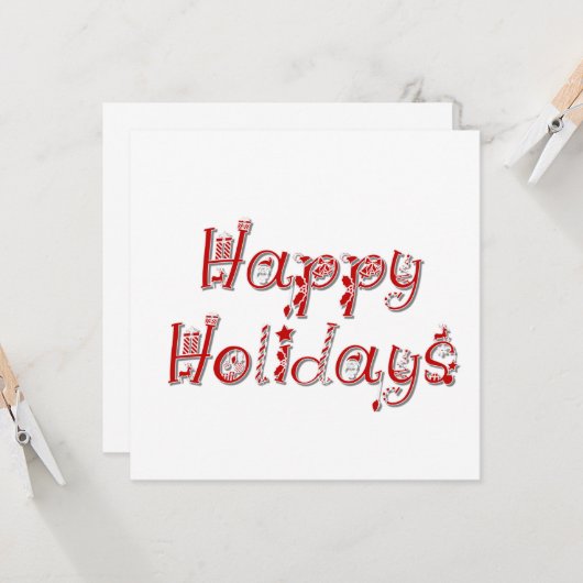 Happy Holidays Dekorierter Text Karte (Vorderseite/Rückseite Beispiel)