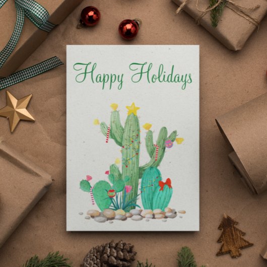 Happy Holidays Desert Cactus Southwest Feiertagspostkarte