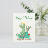 Happy Holidays Desert Cactus Southwest Feiertagspostkarte (Stehend Vorderseite)