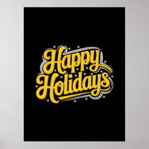 Happy Holidays Digital Graphic Art Poster