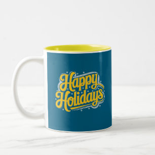 Happy Holidays Digital Graphic Art Zweifarbige Tasse