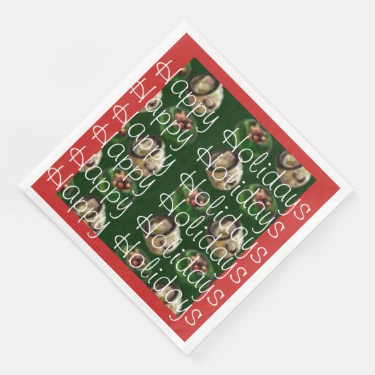 Happy Holidays Dinner Napkin Serviette (Ecke)