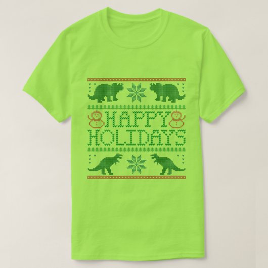 Happy Holidays Dinosaur Ugly Xmas Sweater T - Shir T-Shirt (Design vorne)