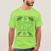 Happy Holidays Dinosaur Ugly Xmas Sweater T - Shir T-Shirt (Vorderseite)
