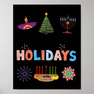 Happy Holidays Diwali Kwanzaa Hanukkah Weihnachten Poster