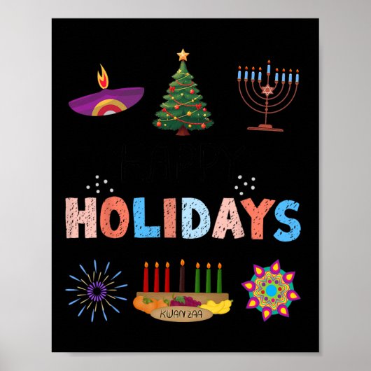 Happy Holidays Diwali Kwanzaa Hanukkah Weihnachten Poster (Vorne)