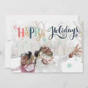 Happy Holidays Doodle Snow Foto Ferienkarte Feiertagskarte