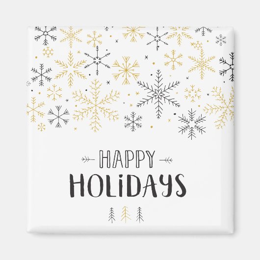 Happy Holidays Doodle Winter Saison Snowflake Art Magnet (Vorne)