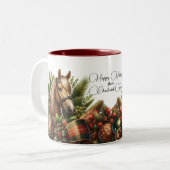 Happy Holidays Dressage Weihnachten Zweifarbige Tasse (Vorderseite Links)