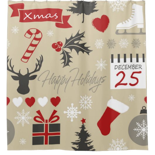 Happy Holidays Duschvorhang (Vorderseite)