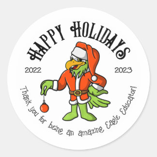 Happy Holidays Eagle Grinch Educator Runder Aufkleber