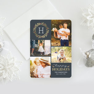 Happy Holidays EDITABLE Color Festivals Kranz Feiertagskarte