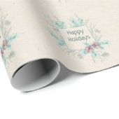 Happy Holidays Editable Text Winter Foliage Geschenkpapier (Rolleneckpunkt)