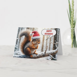 Happy Holidays Eichhörnchen auf dem Zweig des Schn Karte