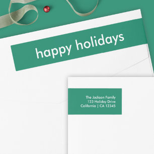 Happy Holidays Einfache grüne Rücksendeadresse