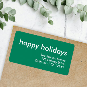Happy Holidays   Einfache grüne Rücksendeadresse Adressaufkleber