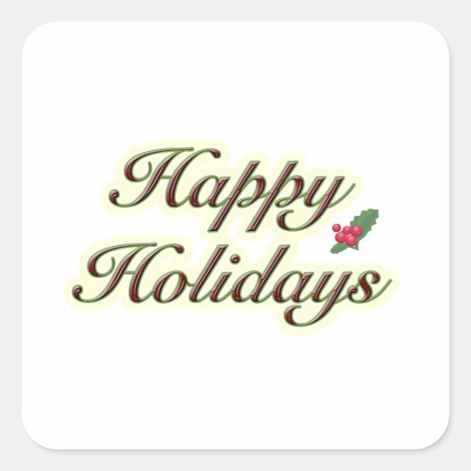 Happy Holidays Einfaches Text Quadratischer Aufkleber (Vorderseite)