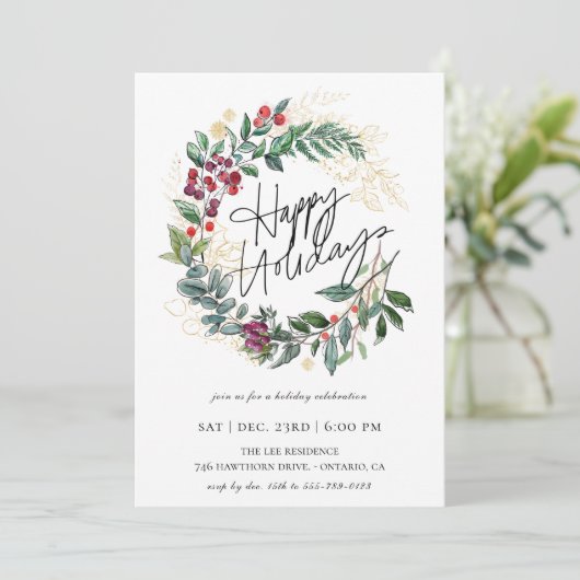 Happy Holidays Einladung (Stehend Vorderseite)