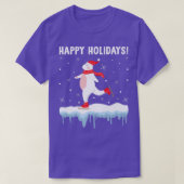 Happy Holidays Eisbär Skaten Weihnachten und Feier T-Shirt (Design vorne)