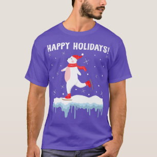 Happy Holidays Eisbär Skaten Weihnachten und Feier T-Shirt