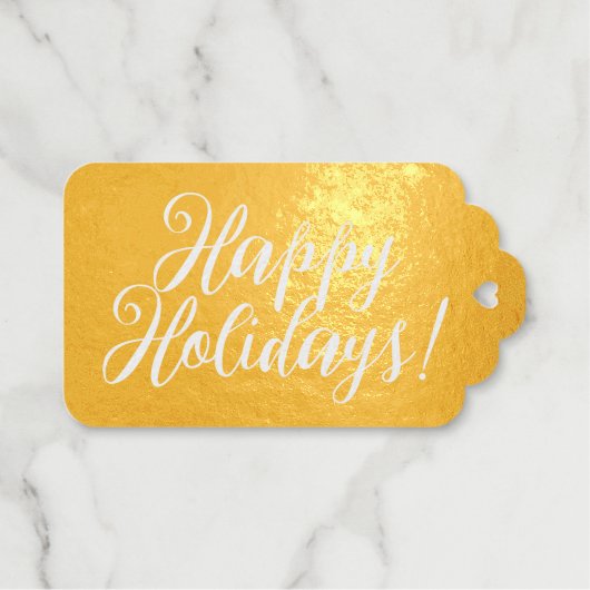 Happy Holidays elegant script gold Geschenkanhänger (Vorderseite (Horizontal))