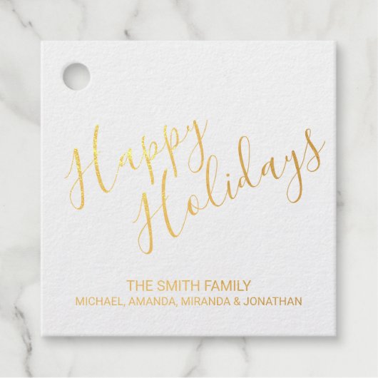 'Happy Holidays' Elegante Geschenkanhänger (Vorderseite)