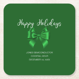 Happy Holidays Elegante Green Rechteckiger Pappuntersetzer