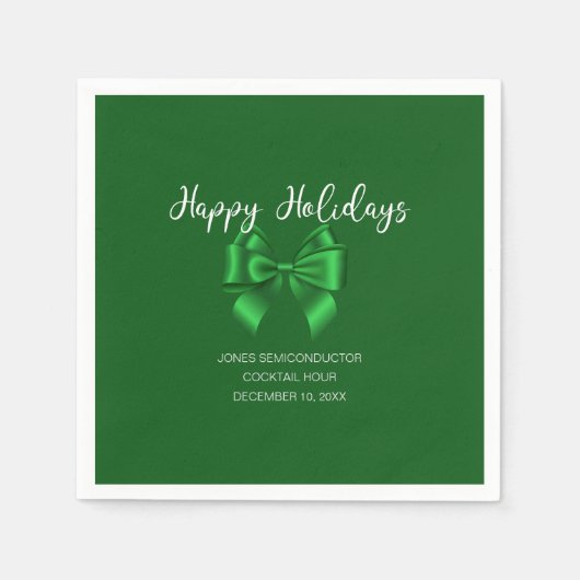 Happy Holidays Elegante Green Serviette (Vorderseite)