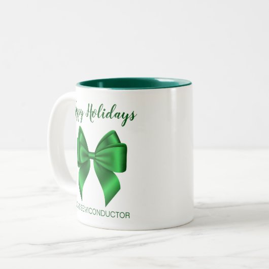 Happy Holidays Elegante Green Zweifarbige Tasse (Vorderseite Links)