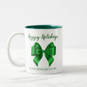 Happy Holidays Elegante Green Zweifarbige Tasse (Links)