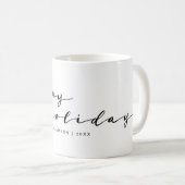 Happy Holidays Elegante Handwriting Holiday Famili Kaffeetasse (VorderseiteRechts)