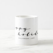 Happy Holidays Elegante Handwriting Holiday Famili Kaffeetasse (Mittel)
