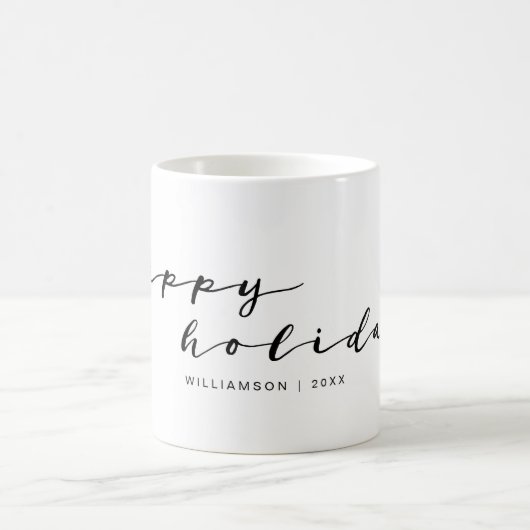 Happy Holidays Elegante Handwriting Holiday Famili Kaffeetasse (Mittel)