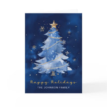 Happy Holidays Elegante Navy Gold Weihnachten