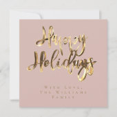 Happy Holidays Elegante Rosa Rose Feiertagskarte (Vorderseite)