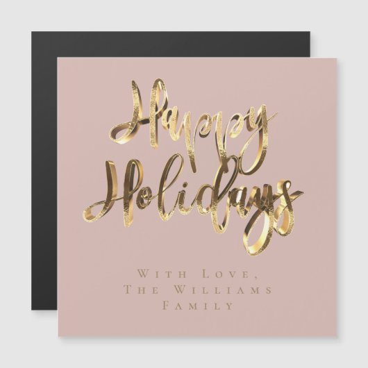 Happy Holidays Elegante Rosa Rose Magnetkarte (Vorne/Hinten)