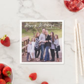 Happy Holidays Elegante Typografie Foto Name Serviette (Beispiel)