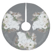 Happy Holidays Eleganter grauer und weißer Polar B Polyester Weihnachtsbaumdecke (Vorderseite)