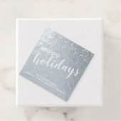 'Happy Holidays' Eleganter Silberstreifen am Lago Geschenkanhänger (Mit Box)