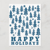 HAPPY HOLIDAYS Eleganter Winter Mondlichtwald Postkarte (Vorderseite)