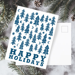 HAPPY HOLIDAYS Eleganter Winter Mondlichtwald Postkarte