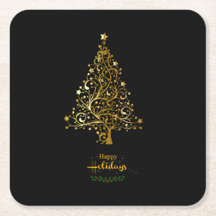 Happy Holidays elegantes Design Rechteckiger Pappuntersetzer