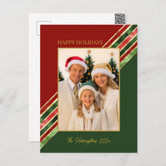 Happy Holidays Elegantes Foto Weihnachten (Vorne/Hinten)