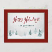 Happy Holidays Elegantes Landwinterland Feiertagspostkarte (Vorderseite)