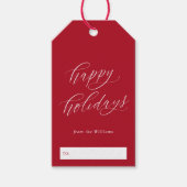 Happy Holidays Elegantes Minimalistisches Drehbuch Geschenkanhänger (Vorderseite)