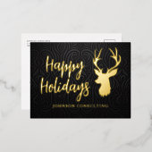 Happy Holidays Elegantes Rentier Folien Feiertagspostkarte (Vorderseite/Rückseite)